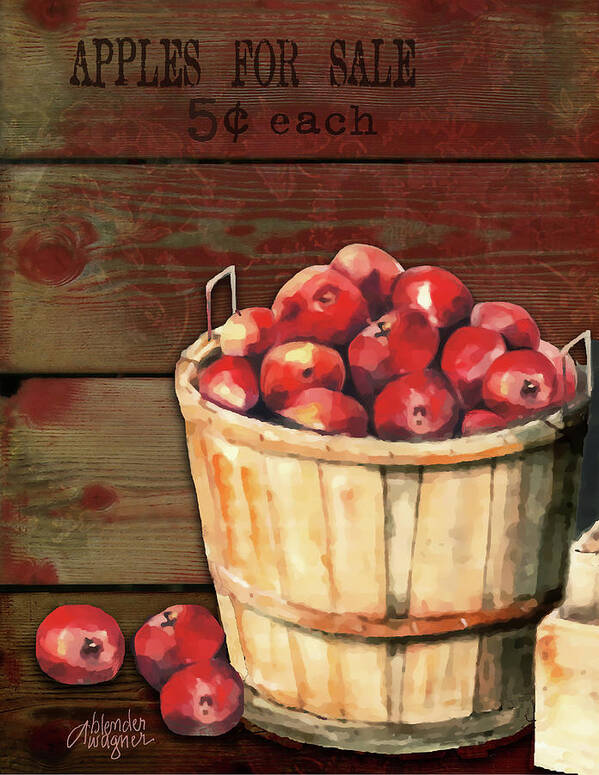 Apple Art Print featuring the digital art Apples For Sale by Arline Wagner