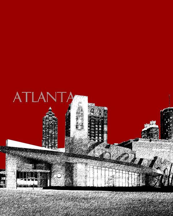 Architecture Art Print featuring the digital art Atlanta World of Coke Museum - Dark Red by DB Artist