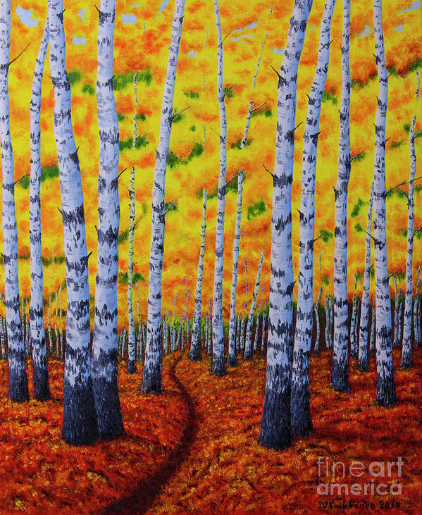 Art Art Print featuring the painting Autumn forest by Veikko Suikkanen