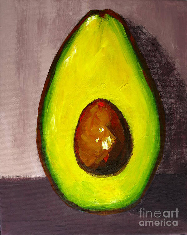 Modern Avocado Art Art Print featuring the painting Avocado Modern Art Kitchen Decor #5 by Patricia Awapara