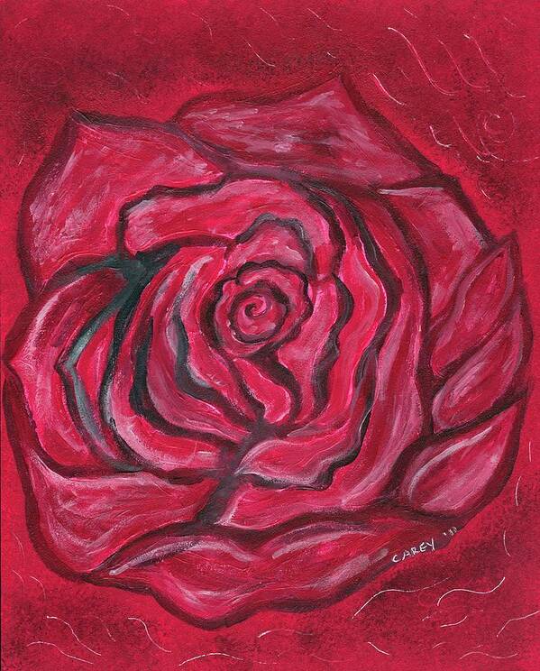 Red Rose Art Print featuring the painting Awakening by Carey Waters