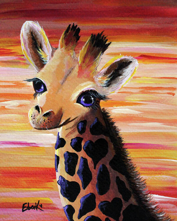 Baby Giraffe Art Print featuring the painting Baby Giraffe by Moonlight Art Parlour