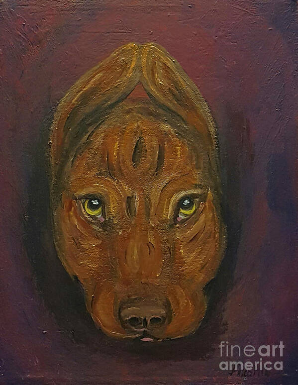 Pit Bull Art Print featuring the painting Baby Niko Pitty by Ania M Milo