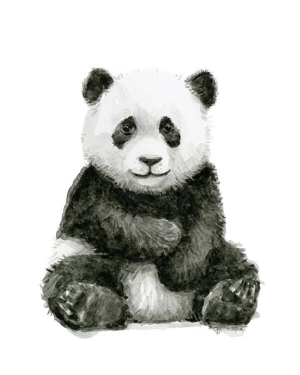 latin Pick up blade Fortæl mig Baby Panda Watercolor Art Print by Olga Shvartsur - Pixels Merch