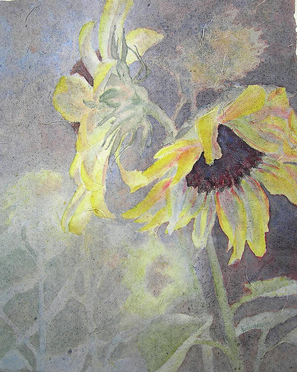 Sunflowers Art Print featuring the painting Back To Back by Carolyn Rosenberger