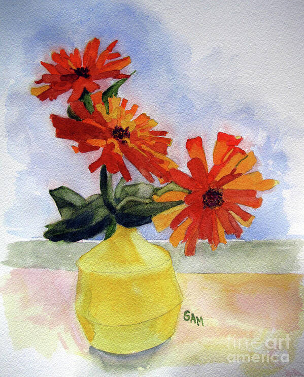 Zinnias Art Print featuring the painting Back to Basics by Sandy McIntire
