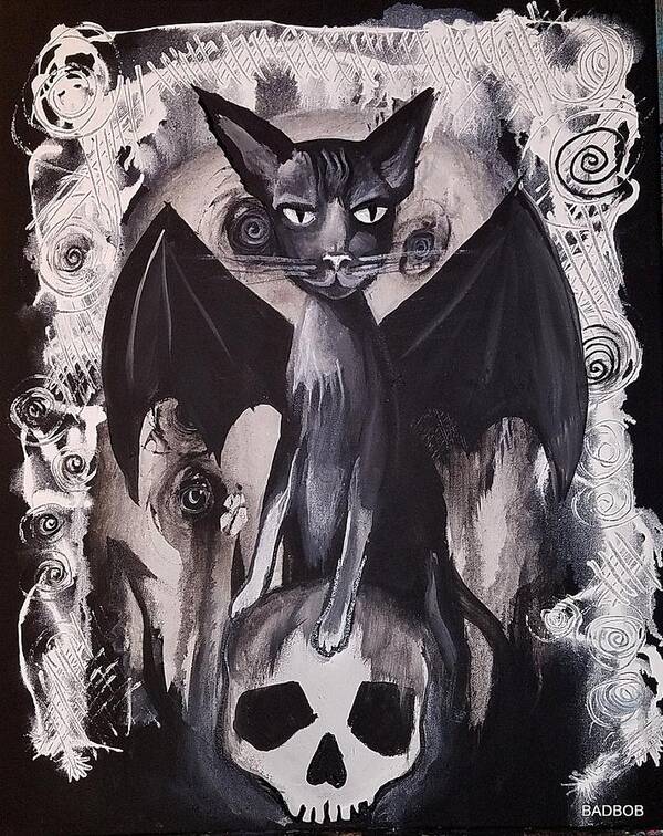 Cat Art Print featuring the painting Badkitty by Robert Francis