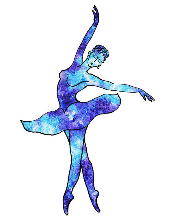 Ballerina Art Print featuring the painting Ballerina Silhouette Blue Frost Dance by Irina Sztukowski