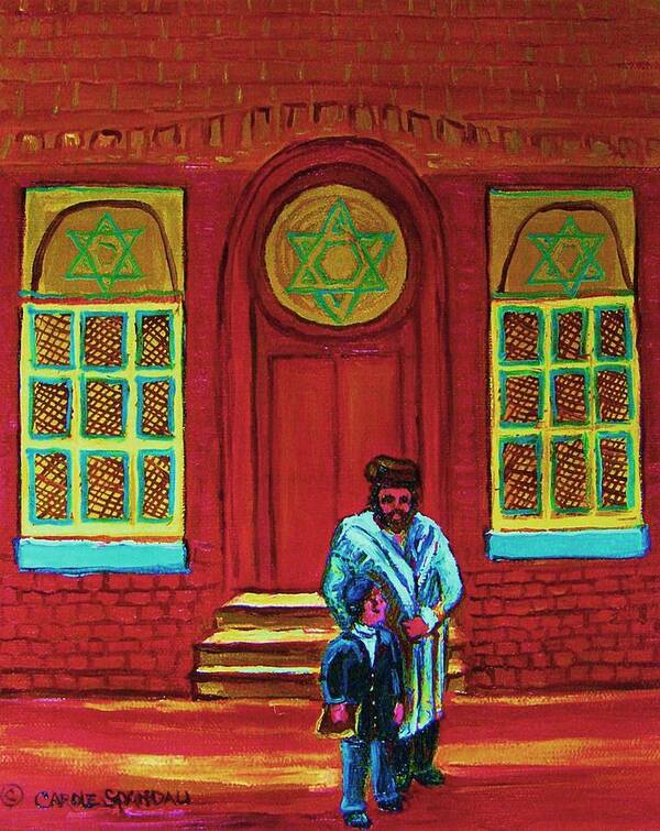 Synagogues Art Print featuring the painting Bar Mitzvah Lesson At The Synagogue by Carole Spandau