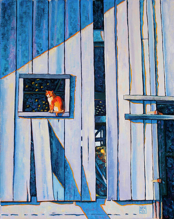 Stacey Neumiller Art Print featuring the painting Barn Cat by Stacey Neumiller