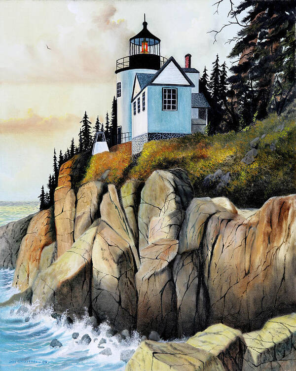 Lighthouse Art Print featuring the painting Bass Light by Don Griffiths
