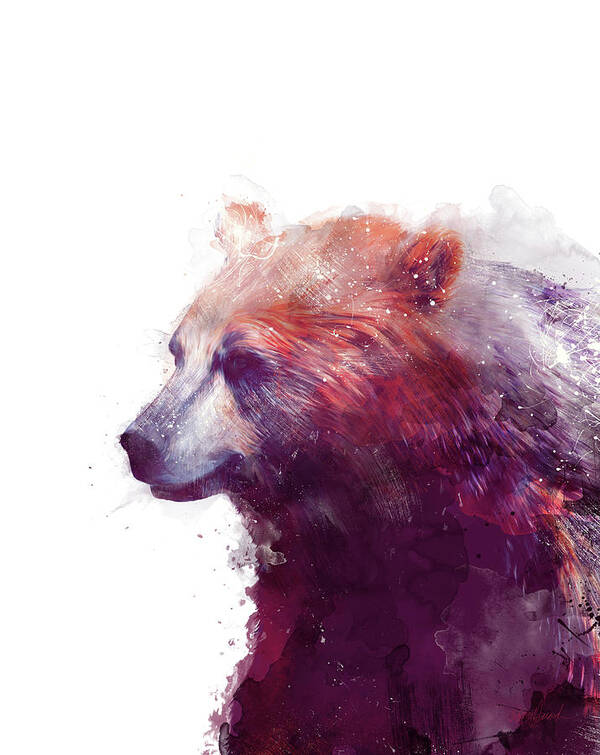 Bear Art Print featuring the painting Bear // Calm - Right // White Background by Amy Hamilton