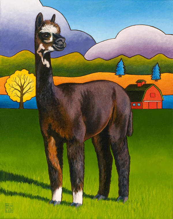 Alpaca Art Print featuring the painting Bella by Stacey Neumiller