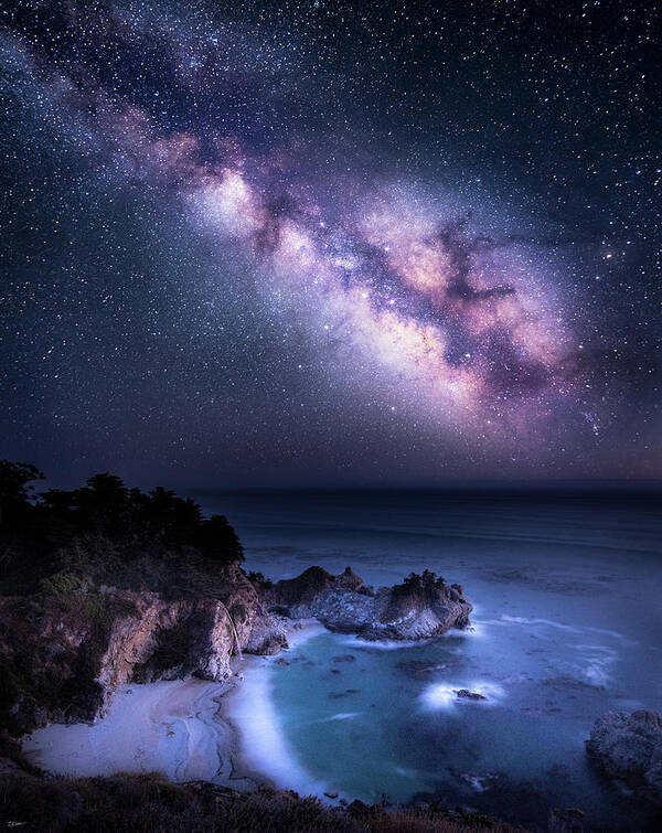 Landscape Art Print featuring the photograph Big Sur Night Sky by Russell Wells