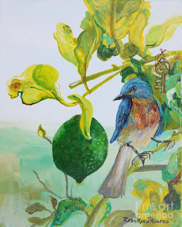 Bird Art Print featuring the painting Bird, Key Lime by Robin Pedrero