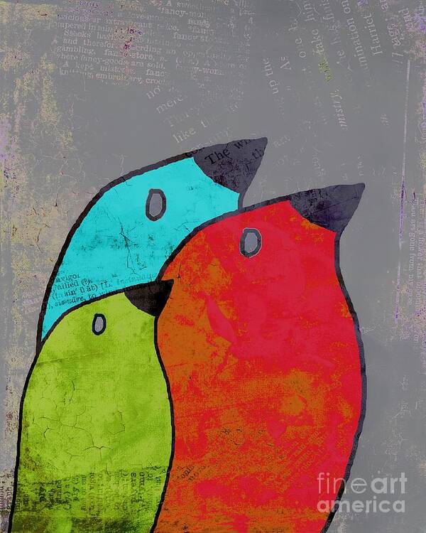 Birds Art Print featuring the digital art Birdies - v11b by Variance Collections