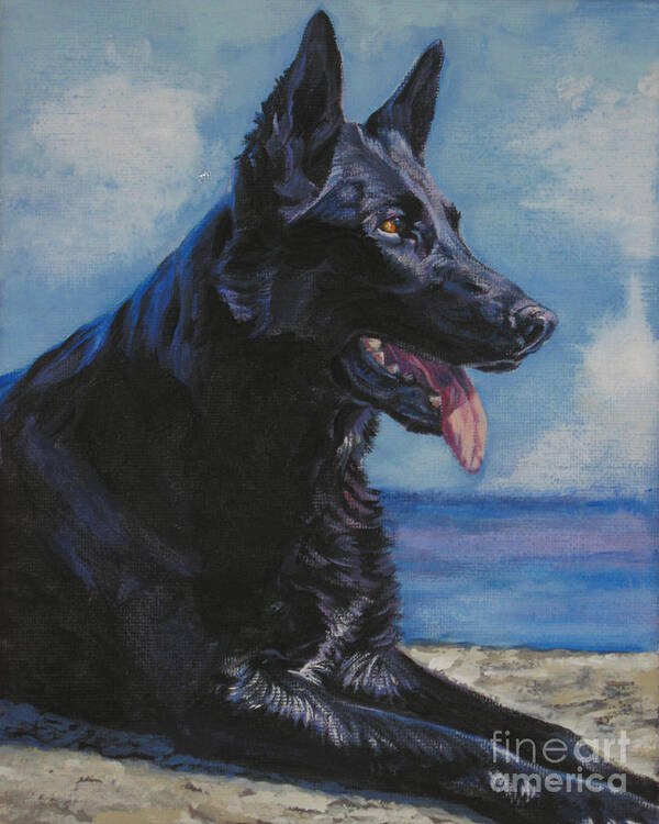 Black German Shepherd Art Print featuring the painting Black German Shepherd by Lee Ann Shepard
