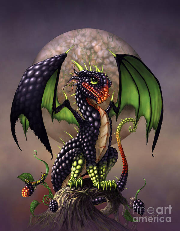 Dragon Art Print featuring the digital art Blackberry Dragon by Stanley Morrison