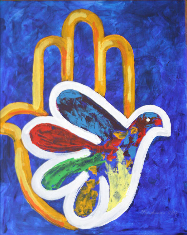 Judaica Art Print featuring the painting Blessings Of Peace by Mordecai Colodner