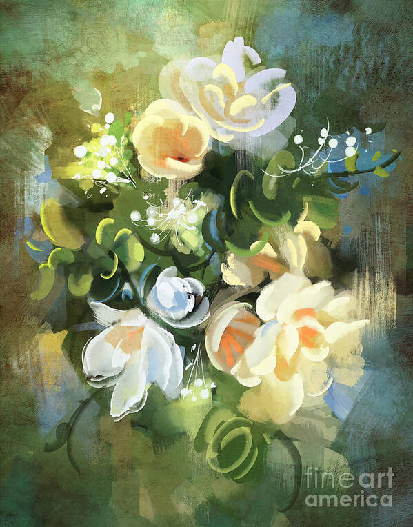 Art Art Print featuring the painting Blooming by Tithi Luadthong