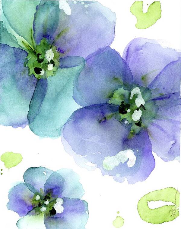 Blue Flowers Art Print featuring the painting Blue Flowers by Dawn Derman