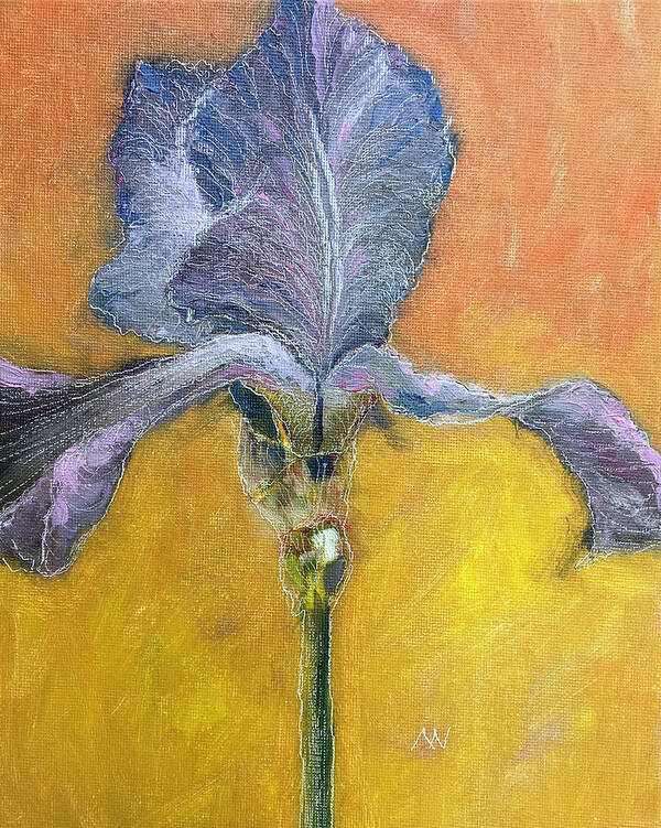 Iris Art Print featuring the painting Blue Iris by AnneMarie Welsh