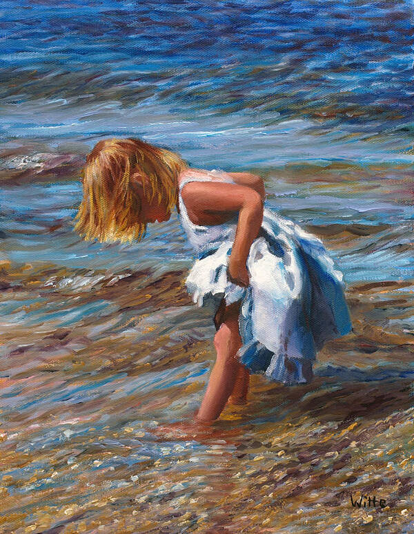 Children Art Print featuring the painting Blue Pinafore by Marie Witte