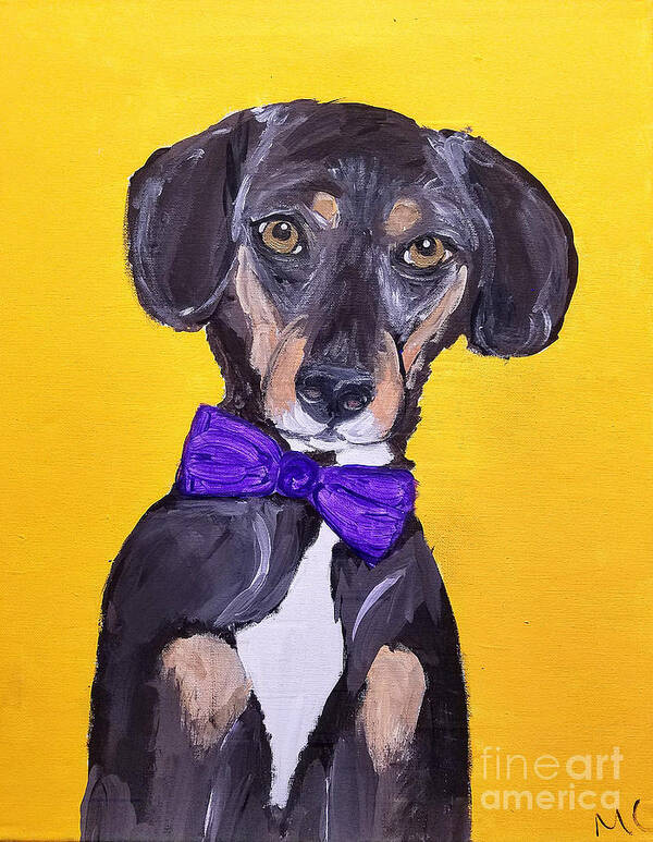 Pet Portrait Art Print featuring the painting Brady Date With Paint Nov 20th by Ania M Milo