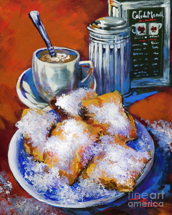 New Orleans Beignets Art Print featuring the painting Breakfast at Cafe du Monde by Dianne Parks