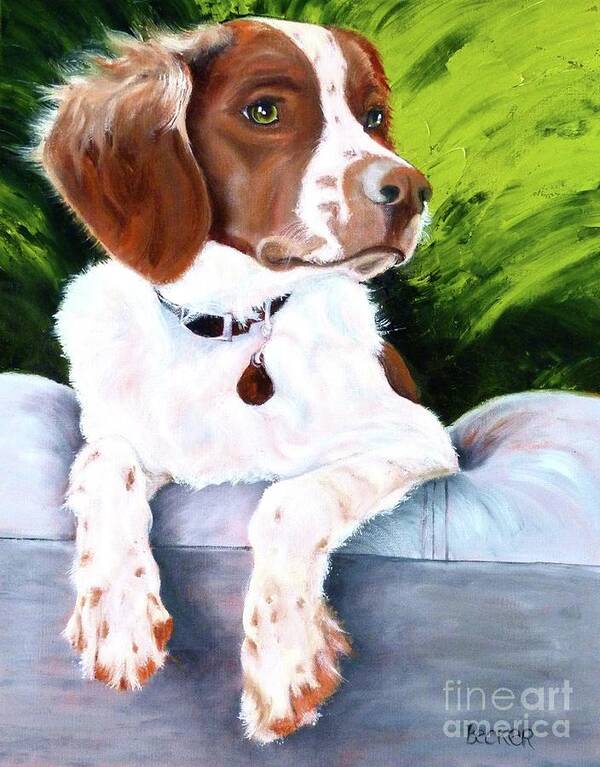 Spaniel Art Print featuring the painting Brittany Spaniel by Susan A Becker