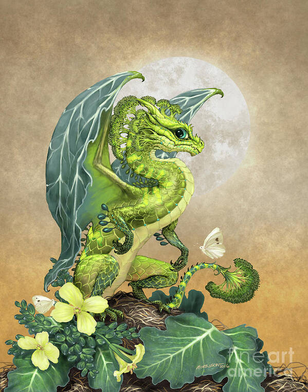 Dragon Art Print featuring the digital art Broccoli Dragon by Stanley Morrison
