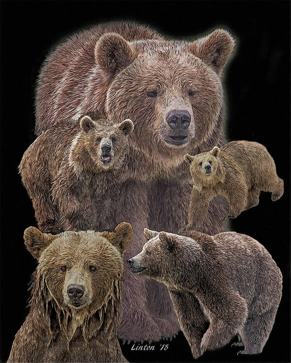 Brown Bears Art Print featuring the digital art Brown Bears 8 by Larry Linton