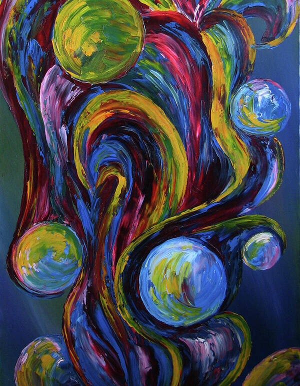 Bubbles Art Print featuring the painting Bubbleicious by Lonnie Tapia