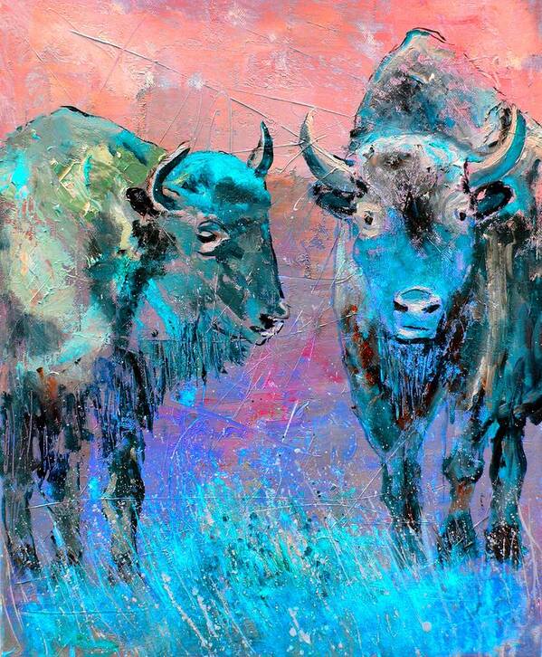 Animals Art Print featuring the painting Buffaloes 452 by Pol Ledent