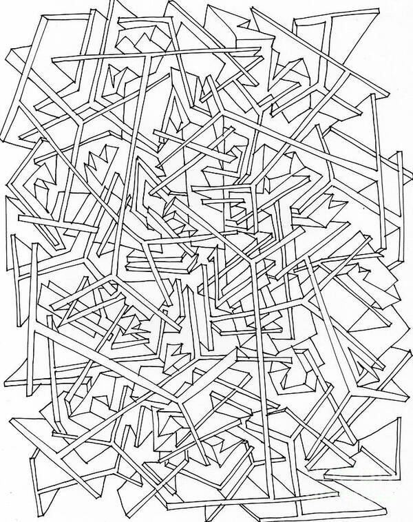 Abstract Pen And Ink Drawing Art Print featuring the drawing Building Blocks by Nancy Kane Chapman