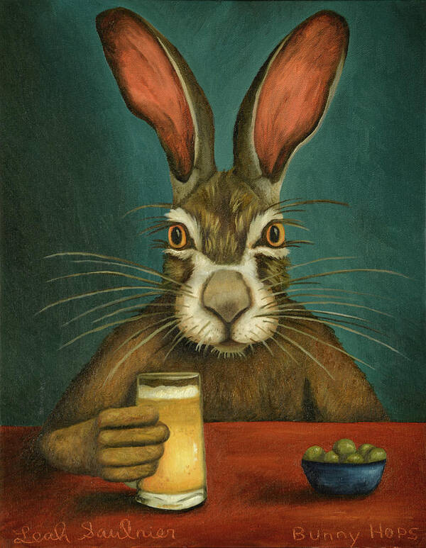 Bunny Art Print featuring the painting Bunny Hops by Leah Saulnier The Painting Maniac