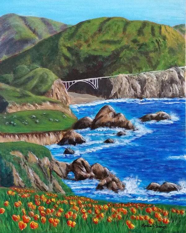 California Coastline Art Print featuring the painting California Coastline by Amelie Simmons