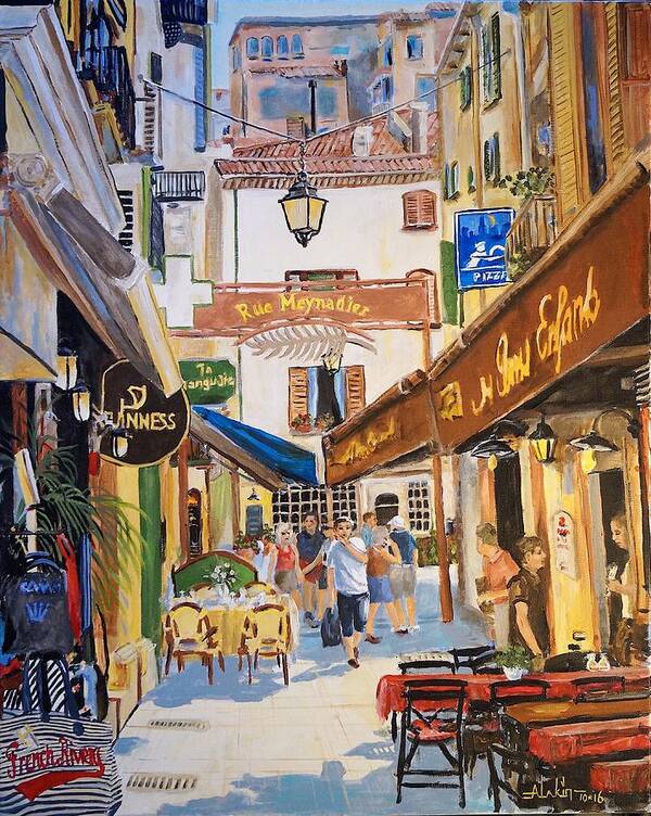 France Art Print featuring the painting Cannes by Alan Lakin