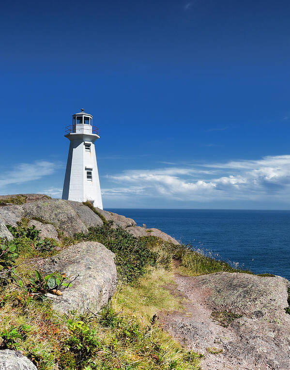 Blue Art Print featuring the photograph Cape Spear Lighthouse Vrt by Steve Hurt
