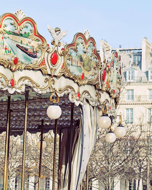 Tuileries Art Print featuring the photograph Carousel at the Tuileries - Paris, France by Melanie Alexandra Price