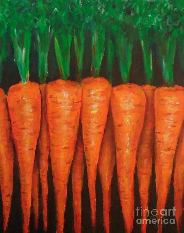 Carrots Art Print featuring the painting Carrots by Cami Lee