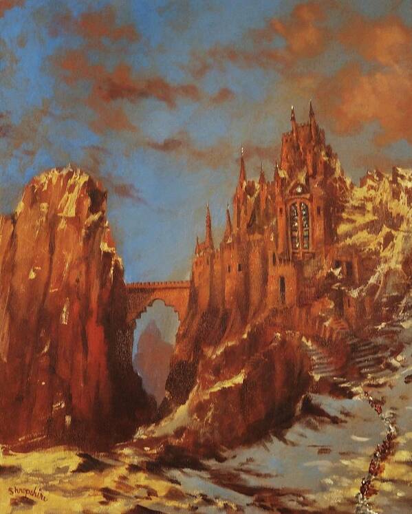 Fantasy Art Print featuring the painting Castle of the Mountain King by Tom Shropshire