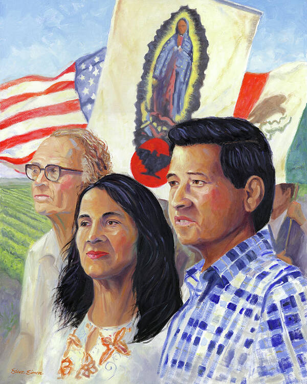 Cesar Art Print featuring the painting Cesar Chavez and La Causa by Steve Simon