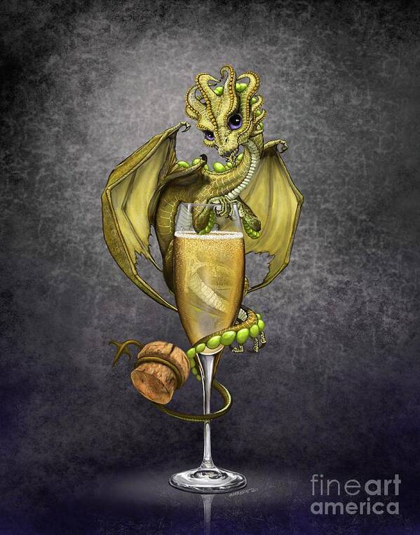 Dragon Art Print featuring the digital art Champagne Dragon by Stanley Morrison