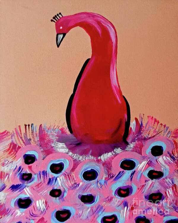 Peacock Art Print featuring the painting Cherry Peacock by Jilian Cramb - AMothersFineArt