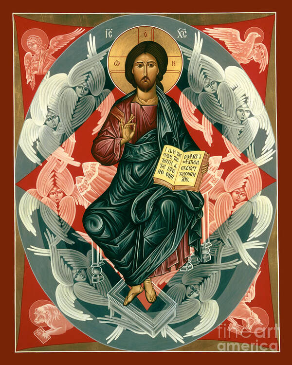 Christ Enthroned Art Print featuring the painting Christ Enthroned - RLCEN by Br Robert Lentz OFM