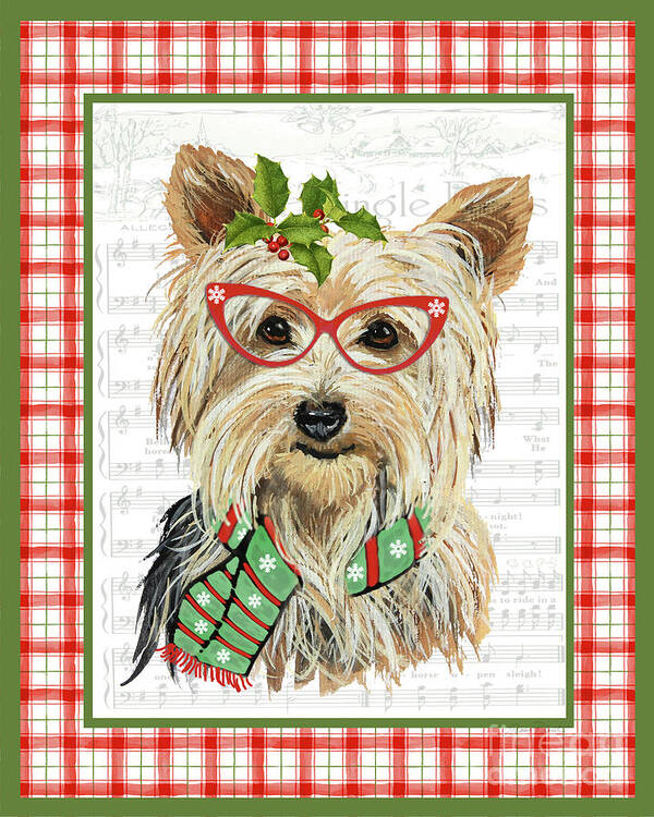 Christmas Art Print featuring the painting Christmas Song Dogs-D by Jean Plout