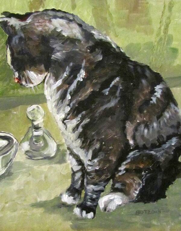 Cat Art Print featuring the painting Cinder by Barbara O'Toole