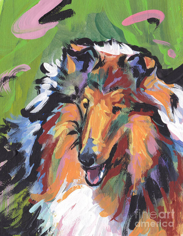 Rough Collie Art Print featuring the painting Collie Folly by Lea S