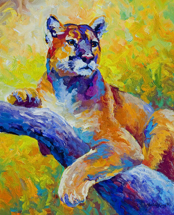 Mountain Lion Art Print featuring the painting Cougar Portrait I by Marion Rose